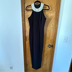 Alex Evenings Elegant Black Gown Beaded Collar